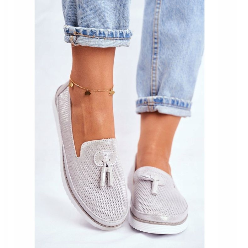 EVE Mocasines Mujer Piel Plata Amore Mio gris 2