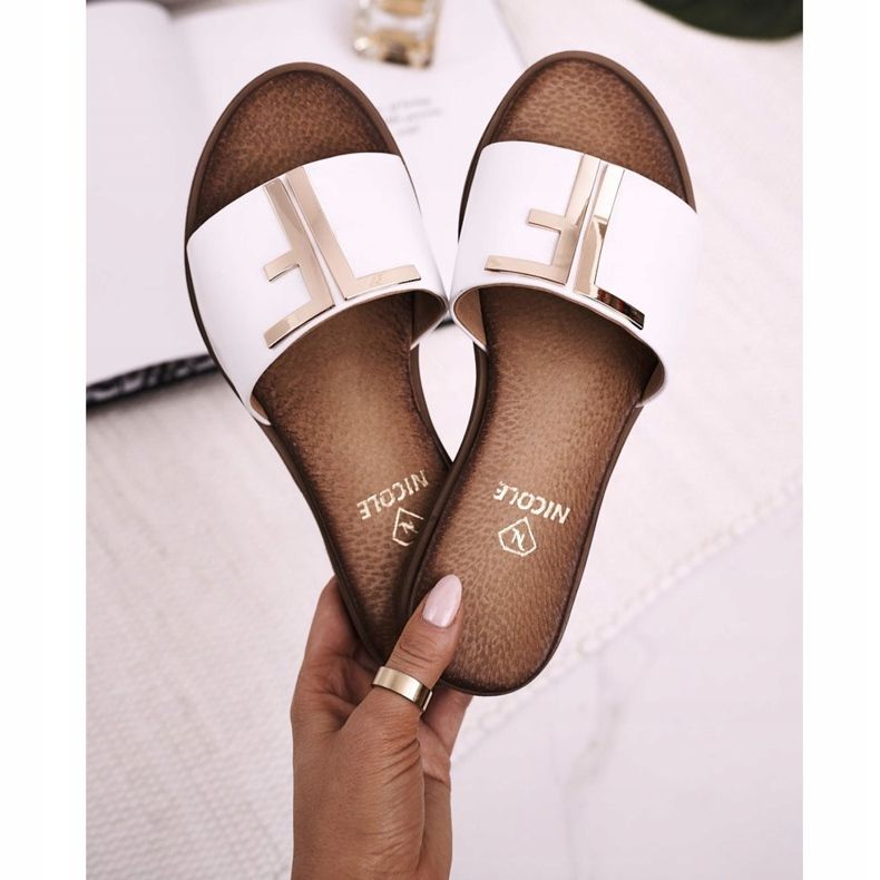 Pantuflas de Mujer Elegantes Blancas Nicole Dilmah blanco 2