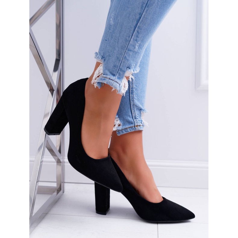 SEA De Mujer Salón Con Tacón Ante Negro Fresa 2