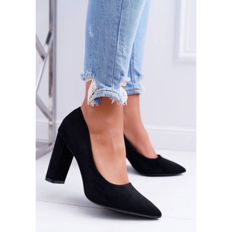 SEA De Mujer Salón Con Tacón Ante Negro Fresa 1