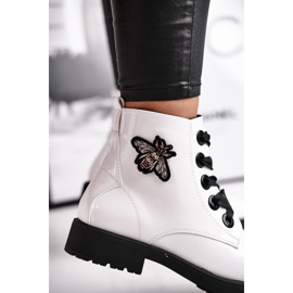 Botas De Mujer Con Tacón Plano Lacado Blanco Sergio Leone BT530 4