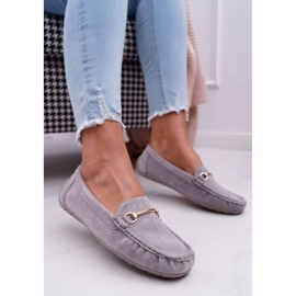 SEA Mocasines Mujer Ante Sonnero Gris 1