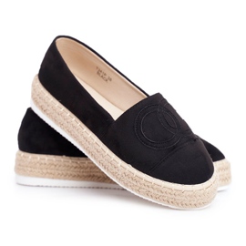 SEA Alpargatas De Mujer Suela De Lino Grueso Negro Febi 6