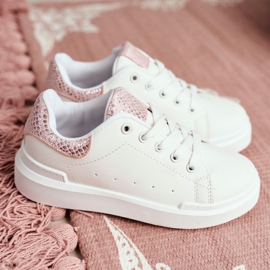 FRROCK Zapatilla deportiva infantil blanca con velcro Ilonka blanco rosado 8