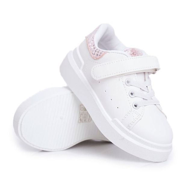 FRROCK Zapatilla deportiva infantil blanca con velcro Ilonka blanco rosa 1