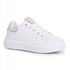 FRROCK Zapatilla deportiva infantil blanca con velcro Ilonka blanco rosa 2