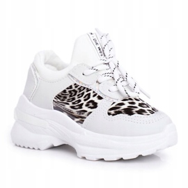 FRROCK Zapatos deportivos blancos con estampado de leopardo de penny para niños gris 5