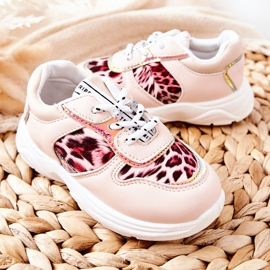 FRROCK Zapatos deportivos para niños con estampado de leopardo Pink Penny rosado 4