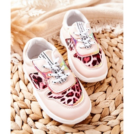 FRROCK Zapatos deportivos para niños con estampado de leopardo Pink Penny rosado 1