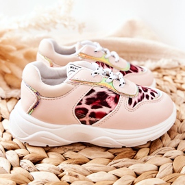 FRROCK Zapatos deportivos para niños con estampado de leopardo Pink Penny rosado 2