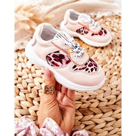 FRROCK Zapatos deportivos para niños con estampado de leopardo Pink Penny rosado 3