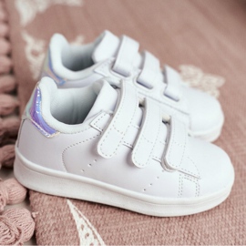 FRROCK Calzado Deportivo Infantil Juvenil Con Velcro Blanco y Plata Fifi 5