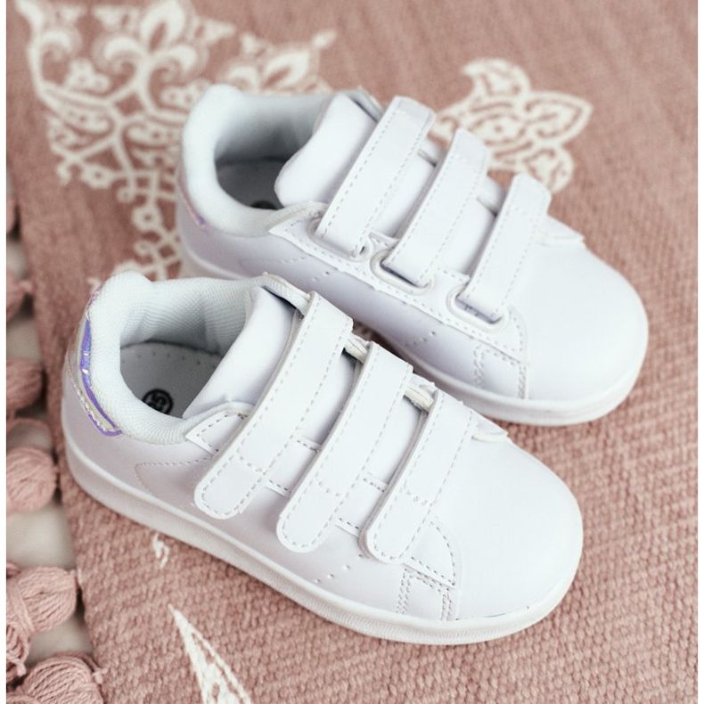 FRROCK Calzado Deportivo Infantil Juvenil Con Velcro Blanco y Plata Fifi 1