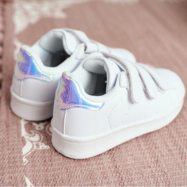 FRROCK Calzado Deportivo Infantil Juvenil Con Velcro Blanco y Plata Fifi 2