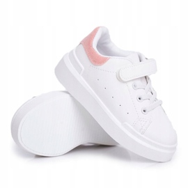 FRROCK Calzado Deportivo Infantil Juvenil Con Velcro Blanco Y Rosa Bilbo 1