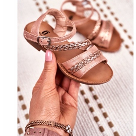 FRROCK Sandalias para niños Champagne Kremo rosa amarillo 2