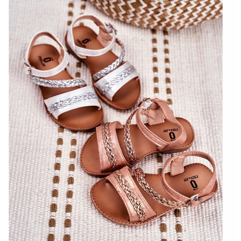 FRROCK Sandalias para niños Champagne Kremo rosado amarillo 1