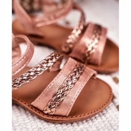 FRROCK Sandalias para niños Champagne Kremo rosado amarillo 4