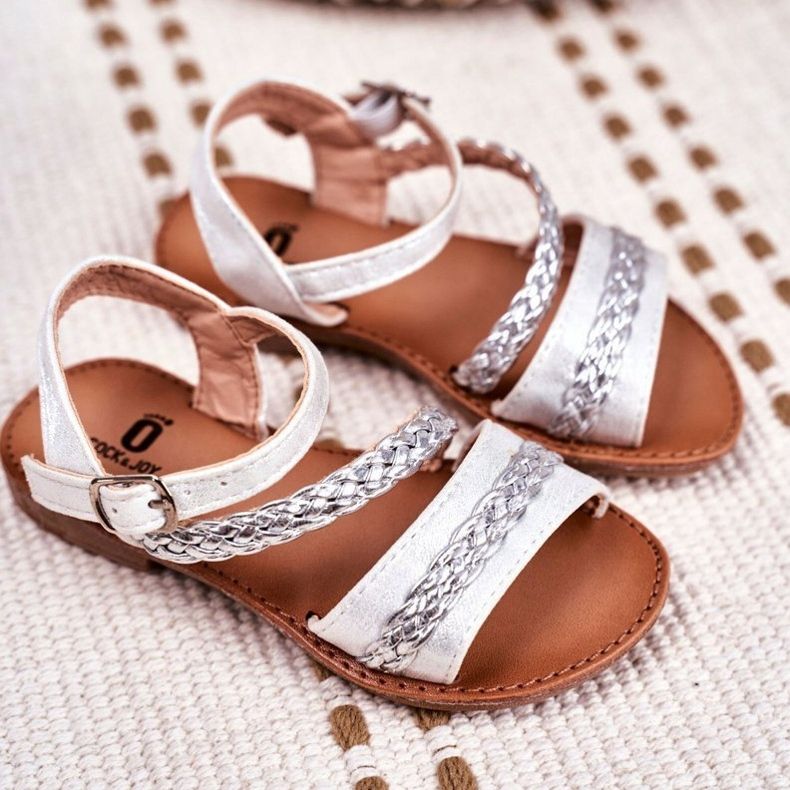 FRROCK Sandalias Kremo plateadas para niños gris 1