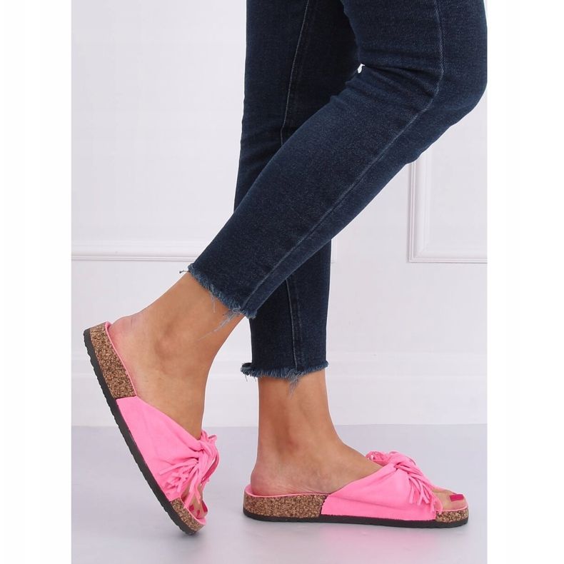 Pantuflas boho rosa de mujer CK136P Fushie rosado 2 Pantuflas boho rosa de mujer CK136P Fushie rosado 2