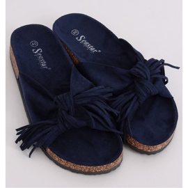 Pantuflas boho mujer azul marino CK136P D.BLUE 1 Pantuflas boho mujer azul marino CK136P D.BLUE 1