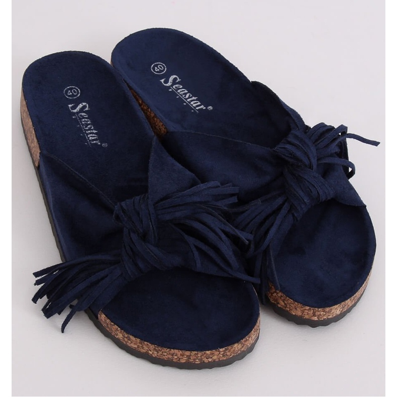 Pantuflas boho mujer azul marino CK136P D.BLUE 1 Pantuflas boho mujer azul marino CK136P D.BLUE 1