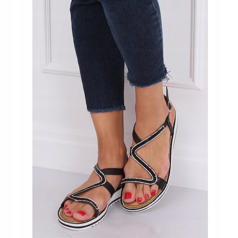 Black ZY178 Sandalias asimétricas negras negro 2 Black ZY178 Sandalias asimétricas negras negro 2