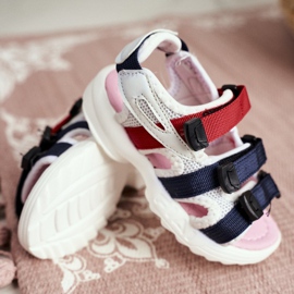 FRROCK Sandalias Infantiles Con Velcro Para Niña Blanco Rosa Fima 1