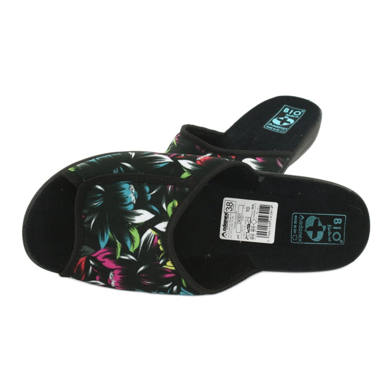 Zapatillas de casa de mujer flores Adanex 24301 negro azul rosado verde 4