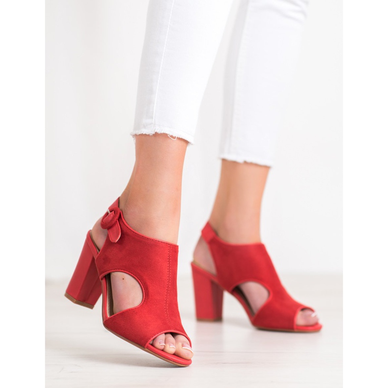 Weide Sandalias construidas con gamuza rojo 2