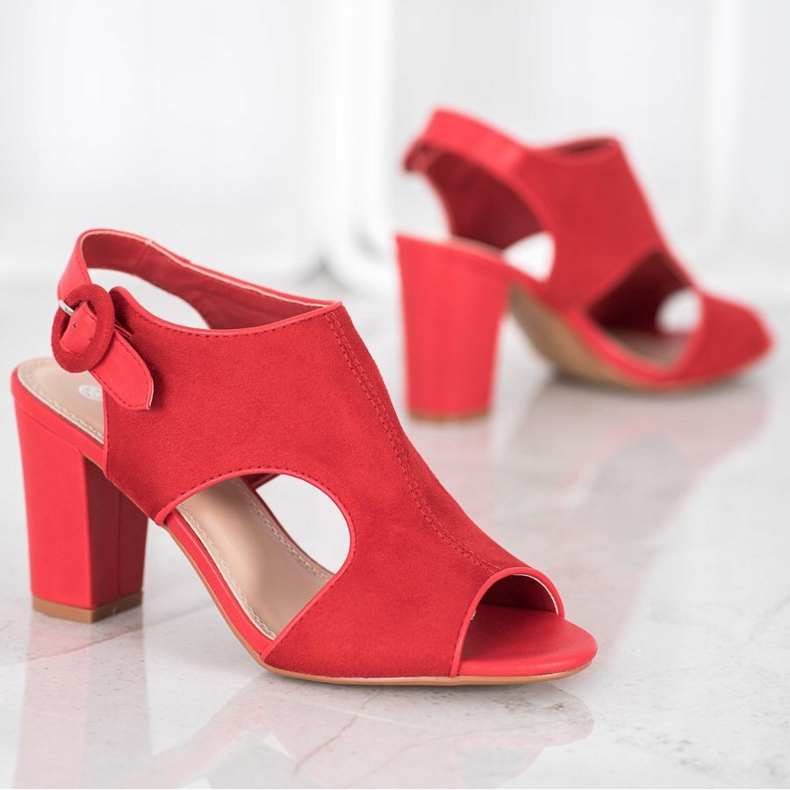 Weide Sandalias construidas con gamuza rojo 1