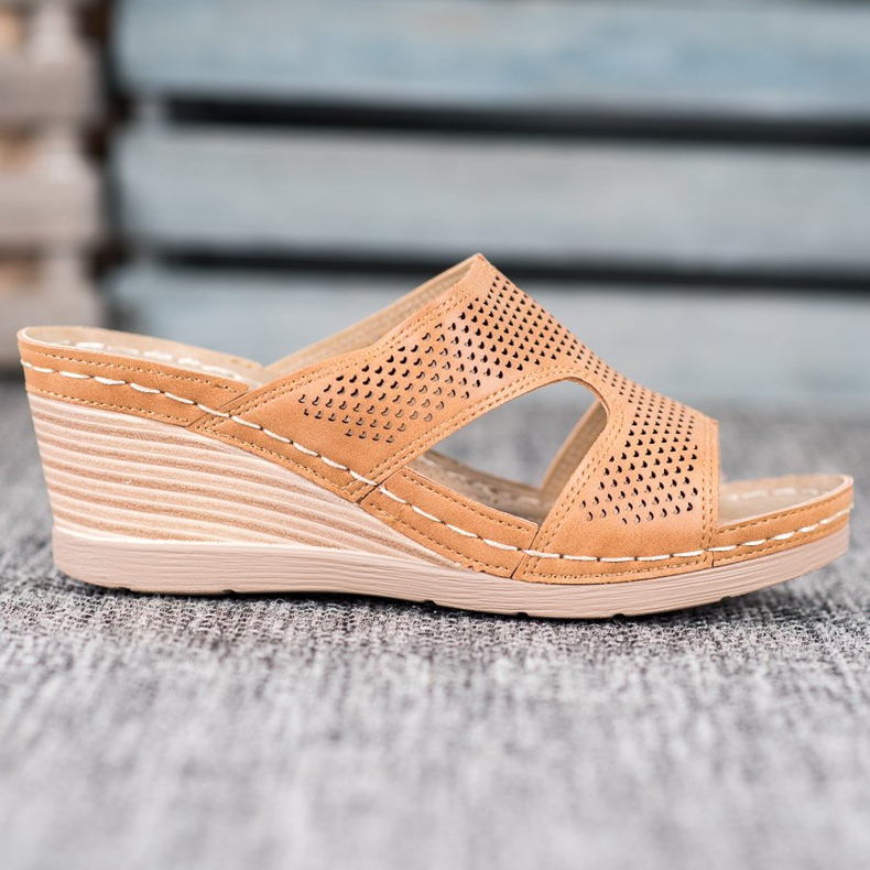 GOLL Pantuflas de cuña ligeras marrón 2