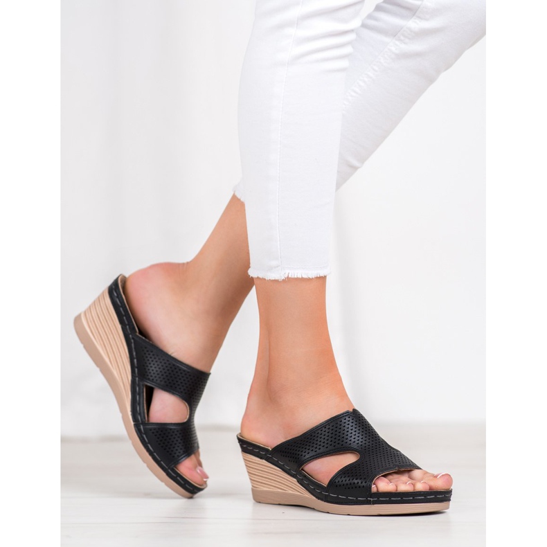 GOLL Pantuflas de cuña ligeras negro 1