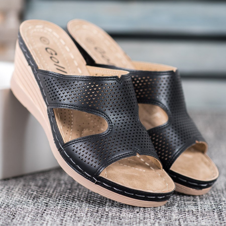 GOLL Pantuflas de cuña ligeras negro 2