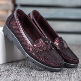 SHELOVET Mocasines de textil rojo 4