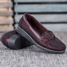 SHELOVET Mocasines de textil rojo 5