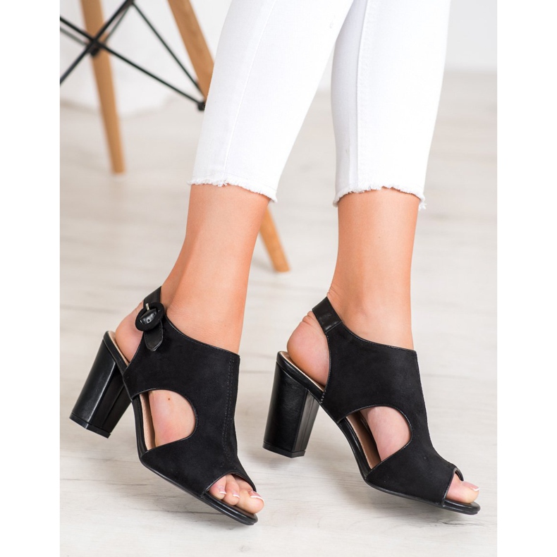 Weide Sandalias construidas con gamuza negro 1