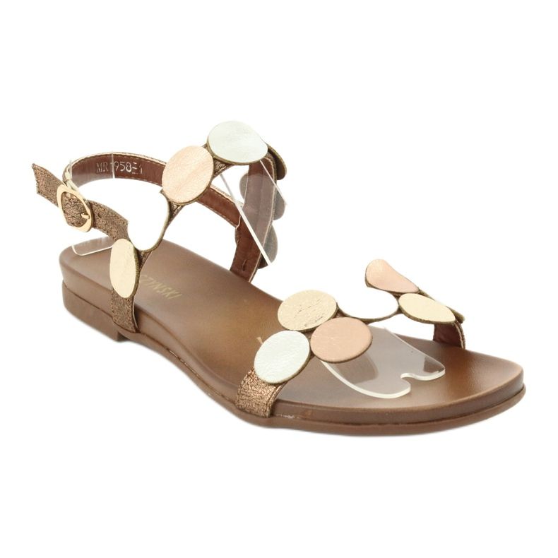 M.Daszyński Sandalias ruedas doradas Daszyński MR1958-1 marrón plata dorado 1