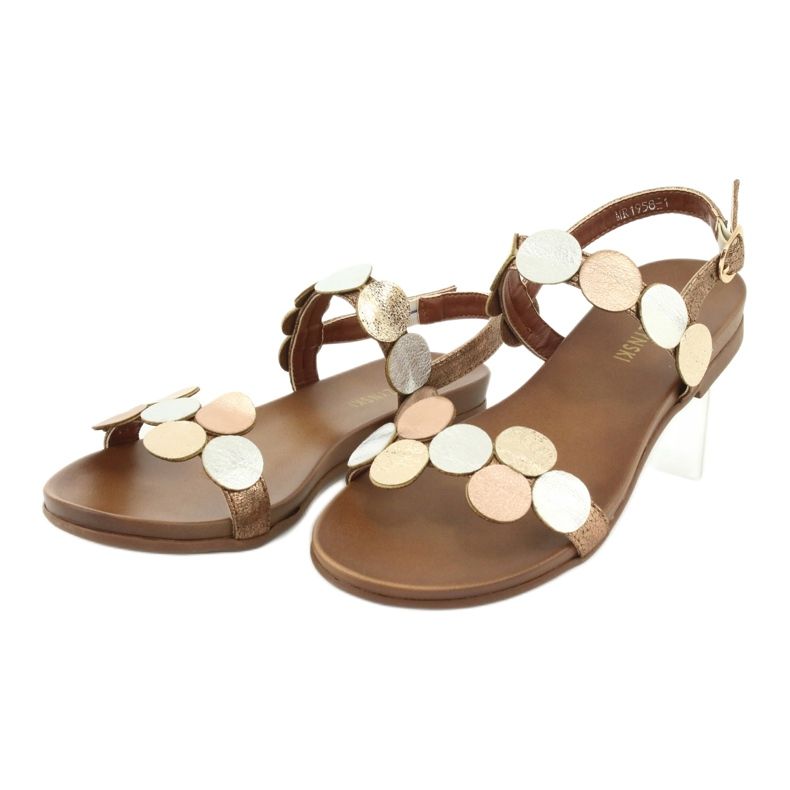 M.Daszyński Sandalias ruedas doradas Daszyński MR1958-1 marrón plata dorado 3