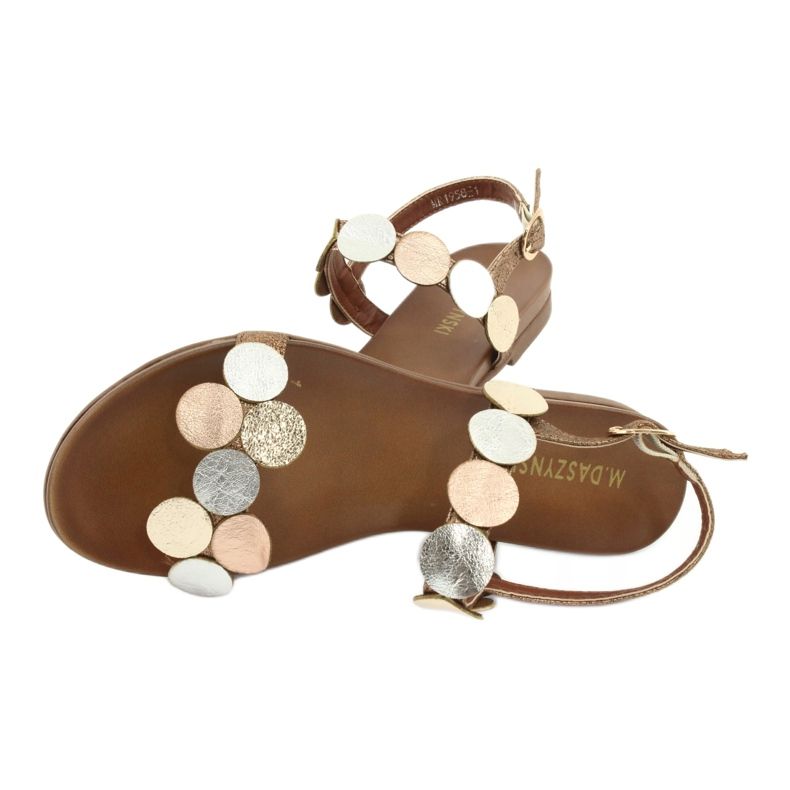 M.Daszyński Sandalias ruedas doradas Daszyński MR1958-1 marrón plata dorado 4