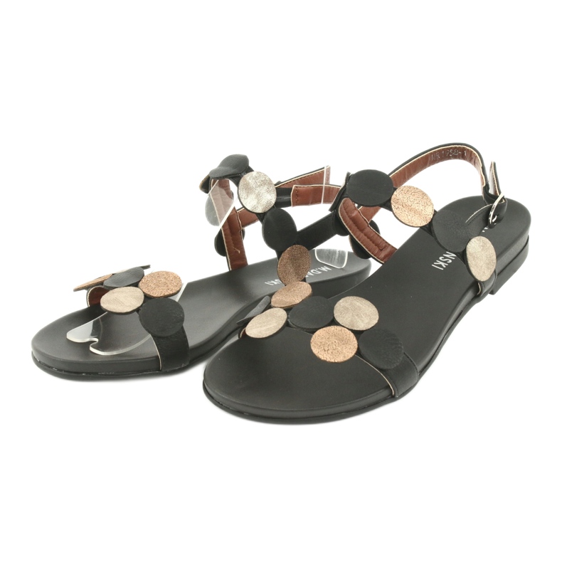 M.Daszyński Sandalias negras con anillos dorados Daszyński MR1958-1 negro amarillo 3