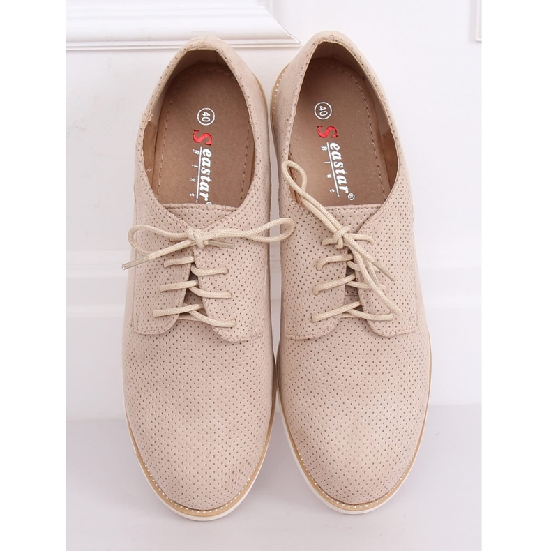 Mocasines mujer cordones beige T297 Beige 1