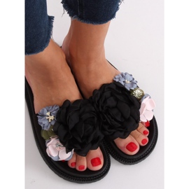 Negro PT-109 Pantuflas negras de suela alta multicolor 3