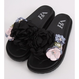 Negro PT-109 Pantuflas negras de suela alta multicolor 2