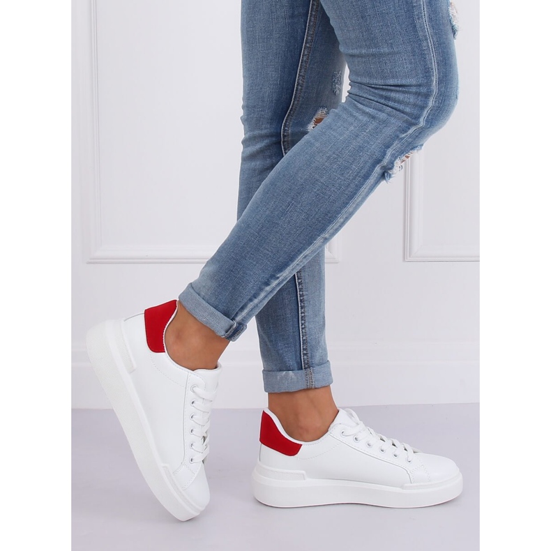 Zapatillas de mujer blancas 85-428 BLANCO / ROJO 1