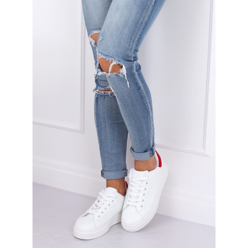 Zapatillas de mujer blancas 85-428 BLANCO / ROJO 2