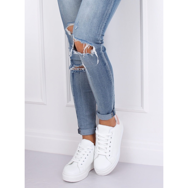 Zapatillas de mujer blancas 85-428 BLANCO / ROSA 1