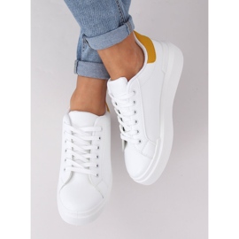 Zapatillas de mujer blancas 85-428 BLANCO / AMARILLO 2