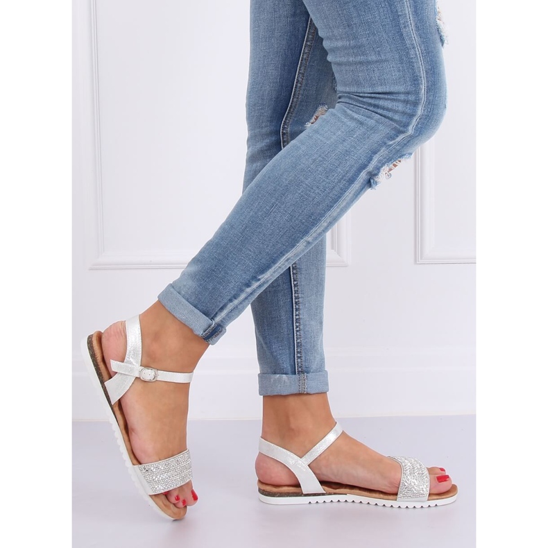 Sandalias plateadas para mujer HT-69 Silver gris 2