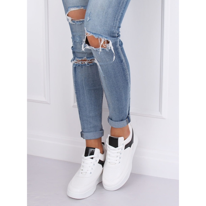 Deportivas blancas con cuñas 85-429 BLANCO / NEGRO 2